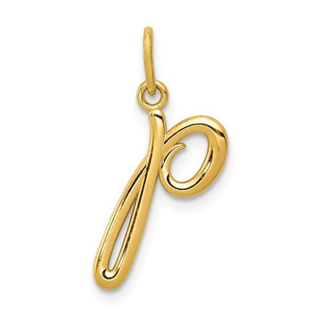 14K Yellow Gold Yellow Gold Initial Letter P Charm Pendant - (B14-348)